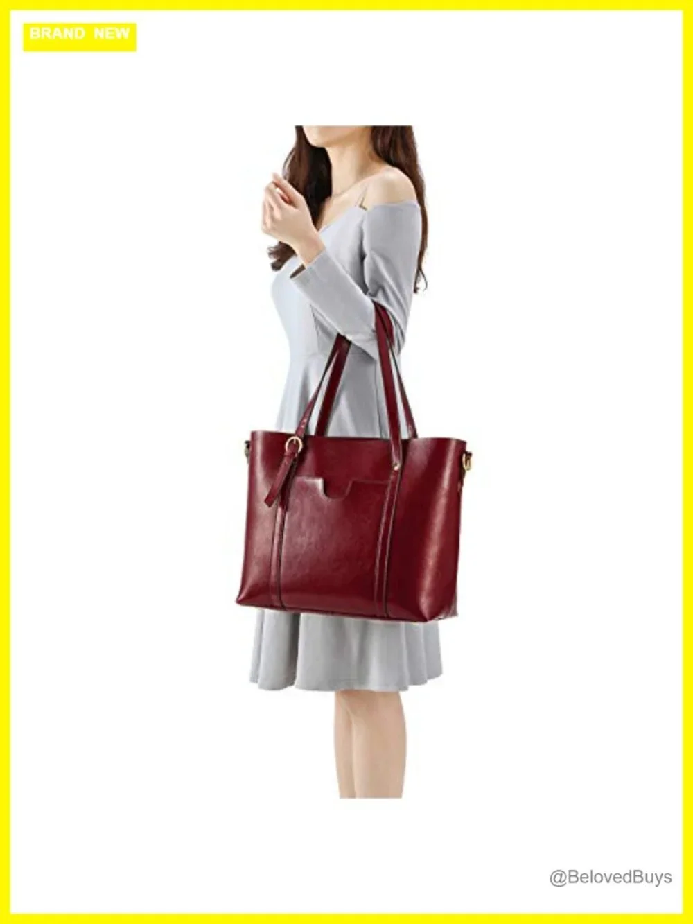 Genuine Leather Tote Bag Soft Vintage Shoulder Purse Top Handle Large Capacity